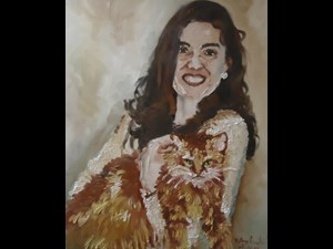 Retrato de Camila Briani com o "Garfield"